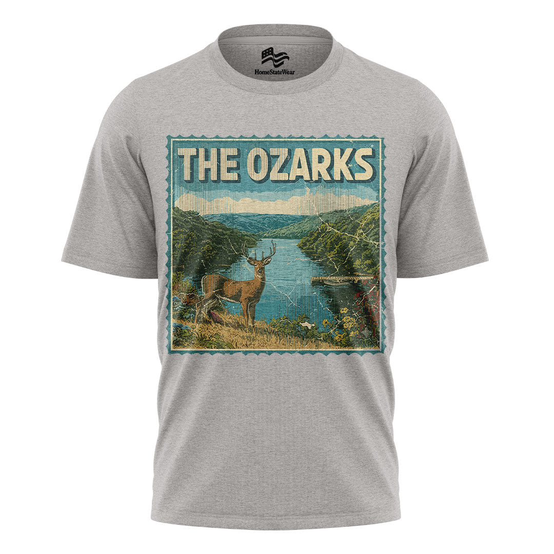 Ozarks Deer Scene T-Shirt, Vintage Missouri State Pride Tee