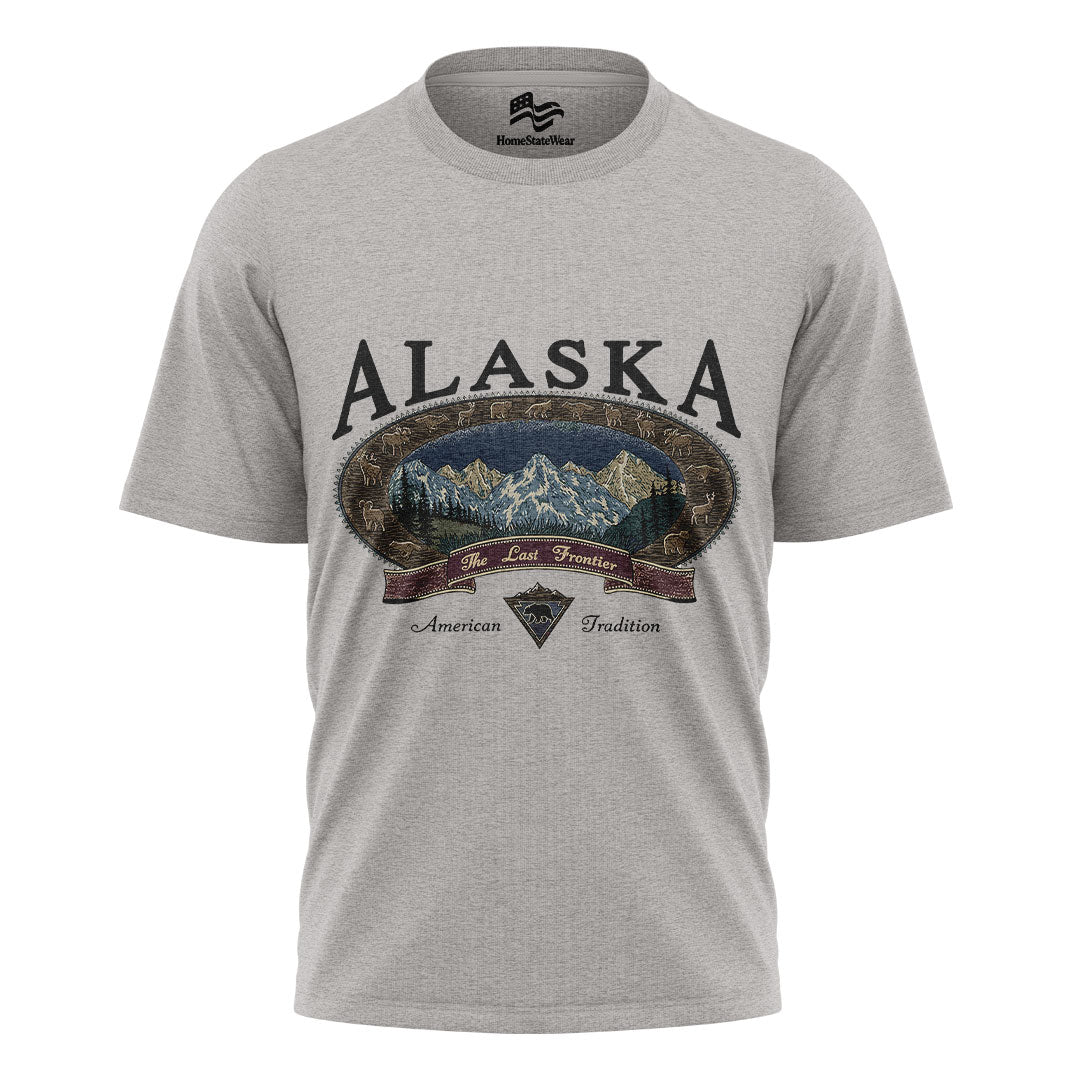 Vintage Alaska Mountain T-Shirt, The Last Frontier Wildlife Tee