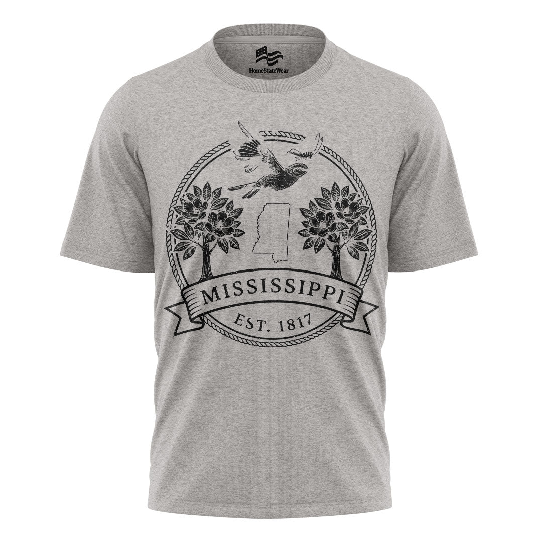 Mississippi Est. 1817 T-Shirt, Northern Mockingbird & Southern Magnolia State Pride Tee