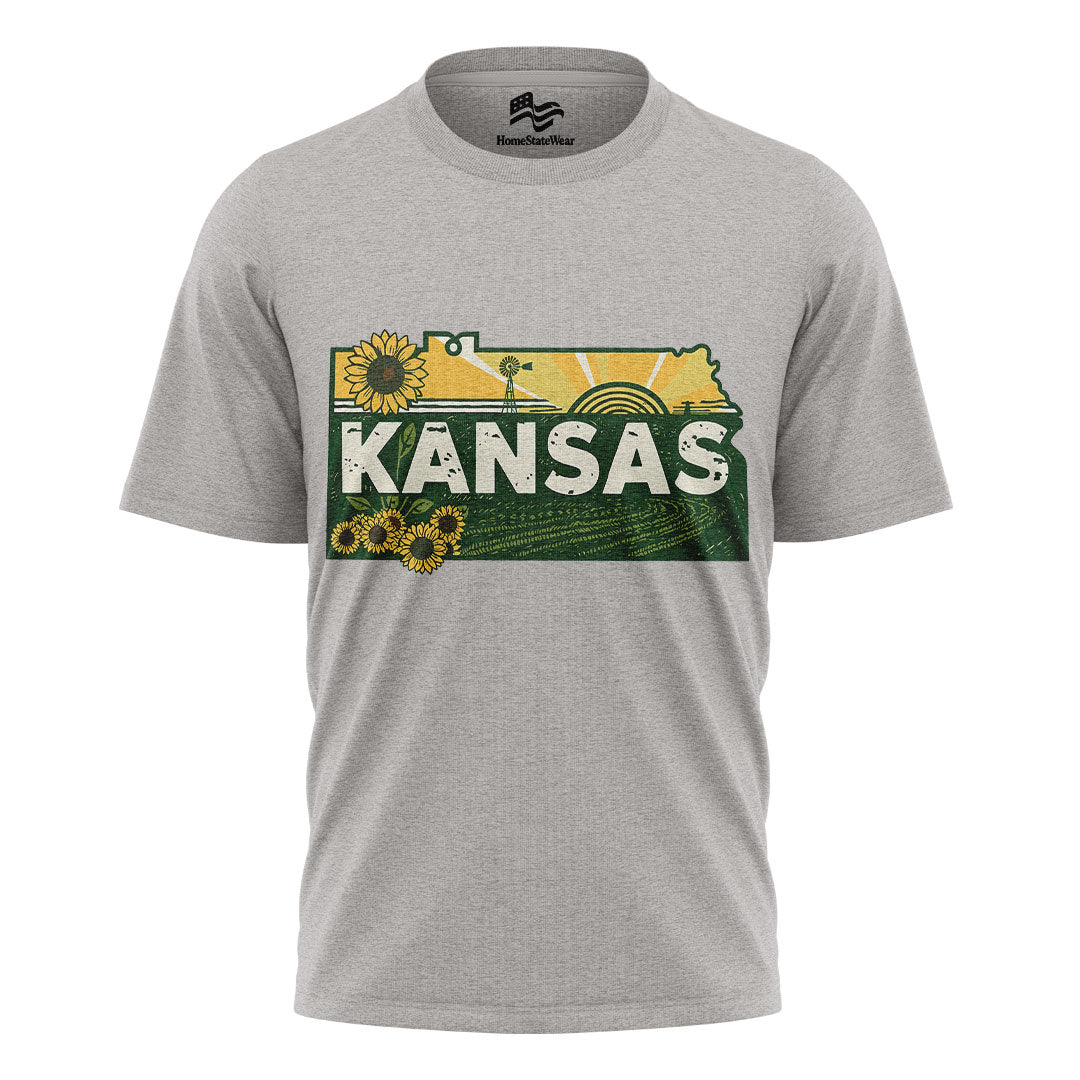 Kansas Home State T-Shirt | Retro Sunflower Travel Tee