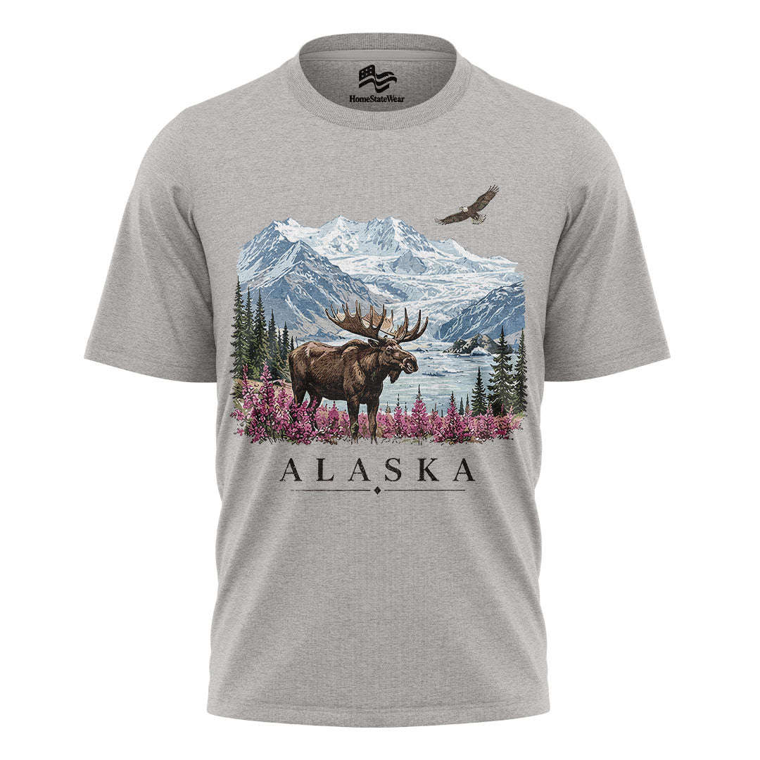 Alaska Moose T-Shirt, Vintage Mountain Wilderness Tee