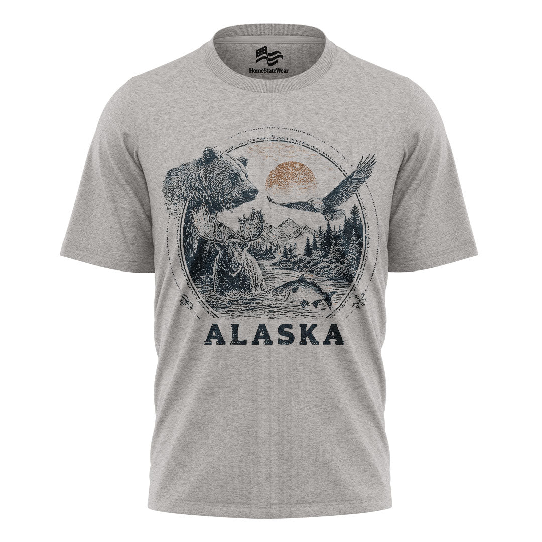 Vintage Alaska Wildlife Tee | Rustic Nature Graphic Shirt