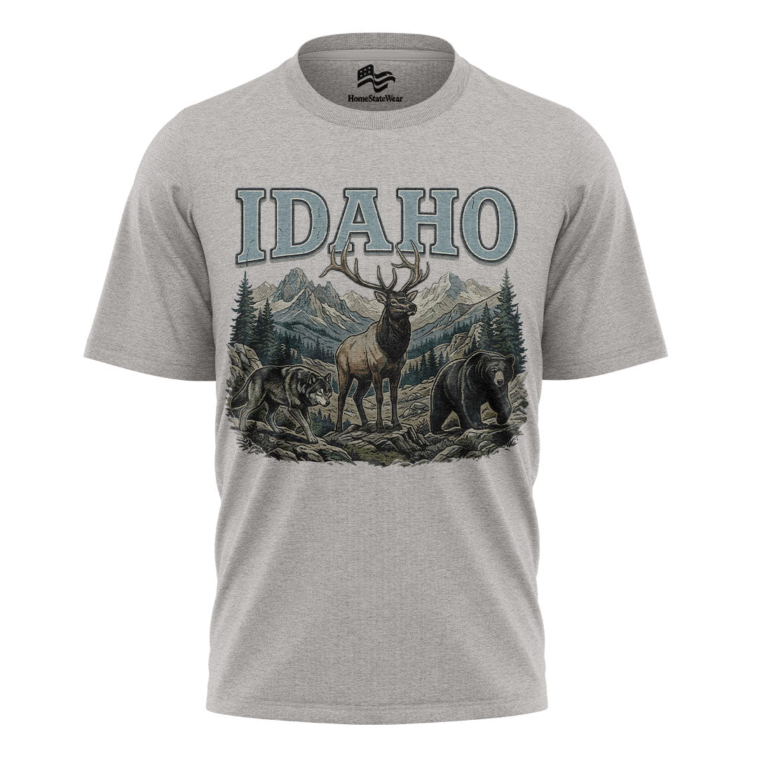 Idaho Wildlife Comfort Colors Elk Bear Wolf Mountain Shirt