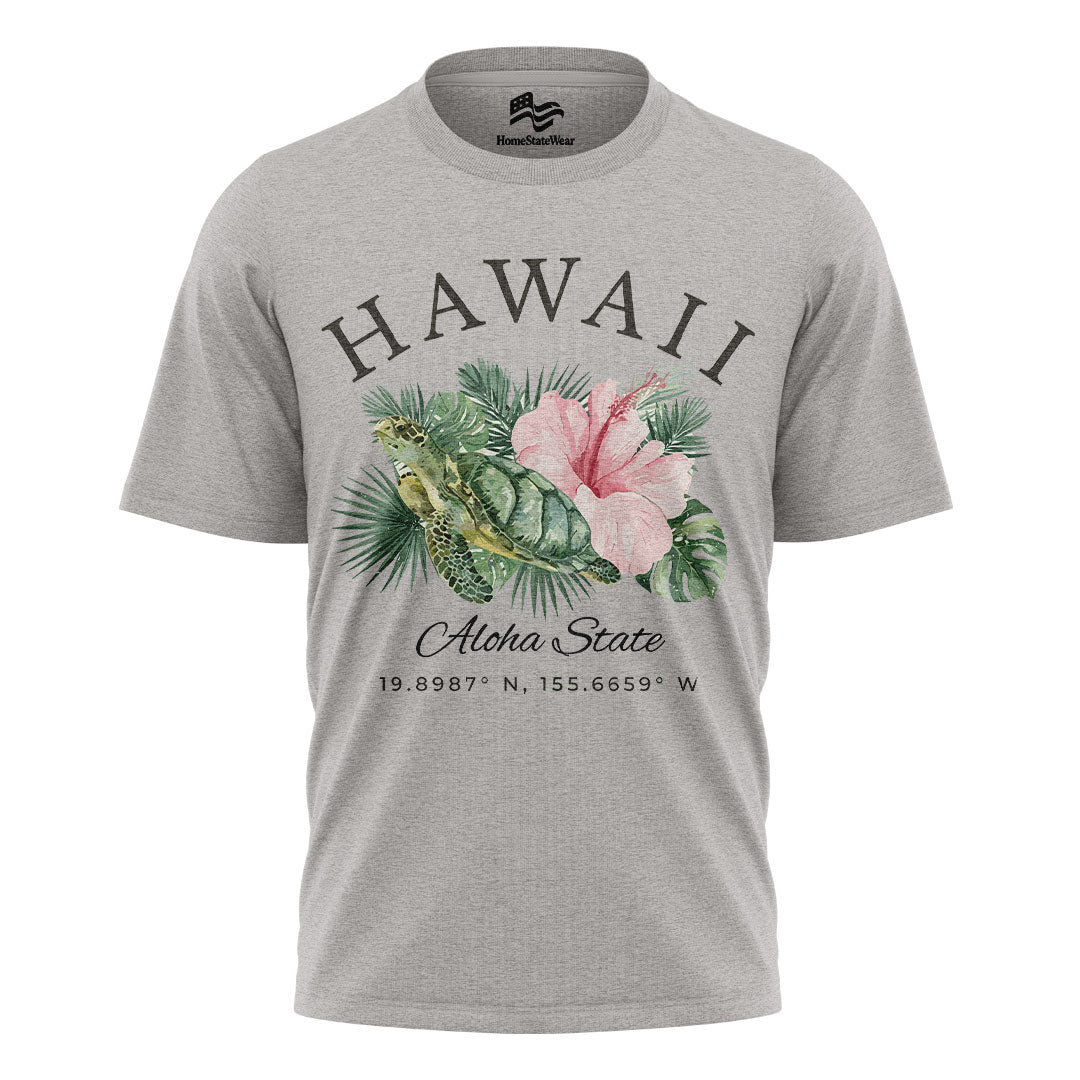 Hawaii Sea Turtle Hibiscus Tee | Aloha State Tropical Shirt