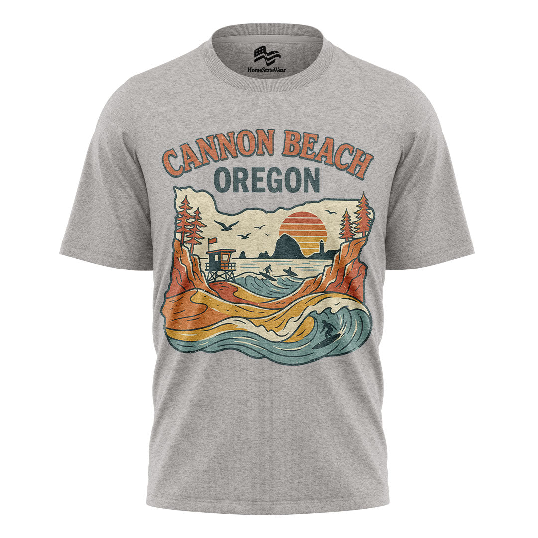 Cannon Beach Oregon T-Shirt, Pacific Northwest Surf & Beach Tee