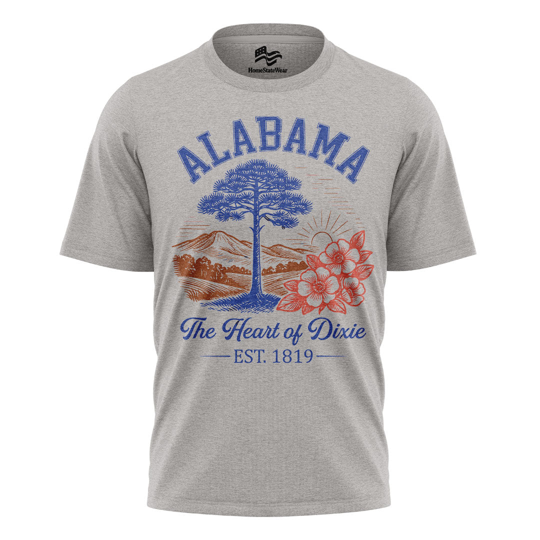 Alabama Shirt Heart of Dixie Est 1819 Vintage State Graphic Tee Unisex Cotton T-Shirt