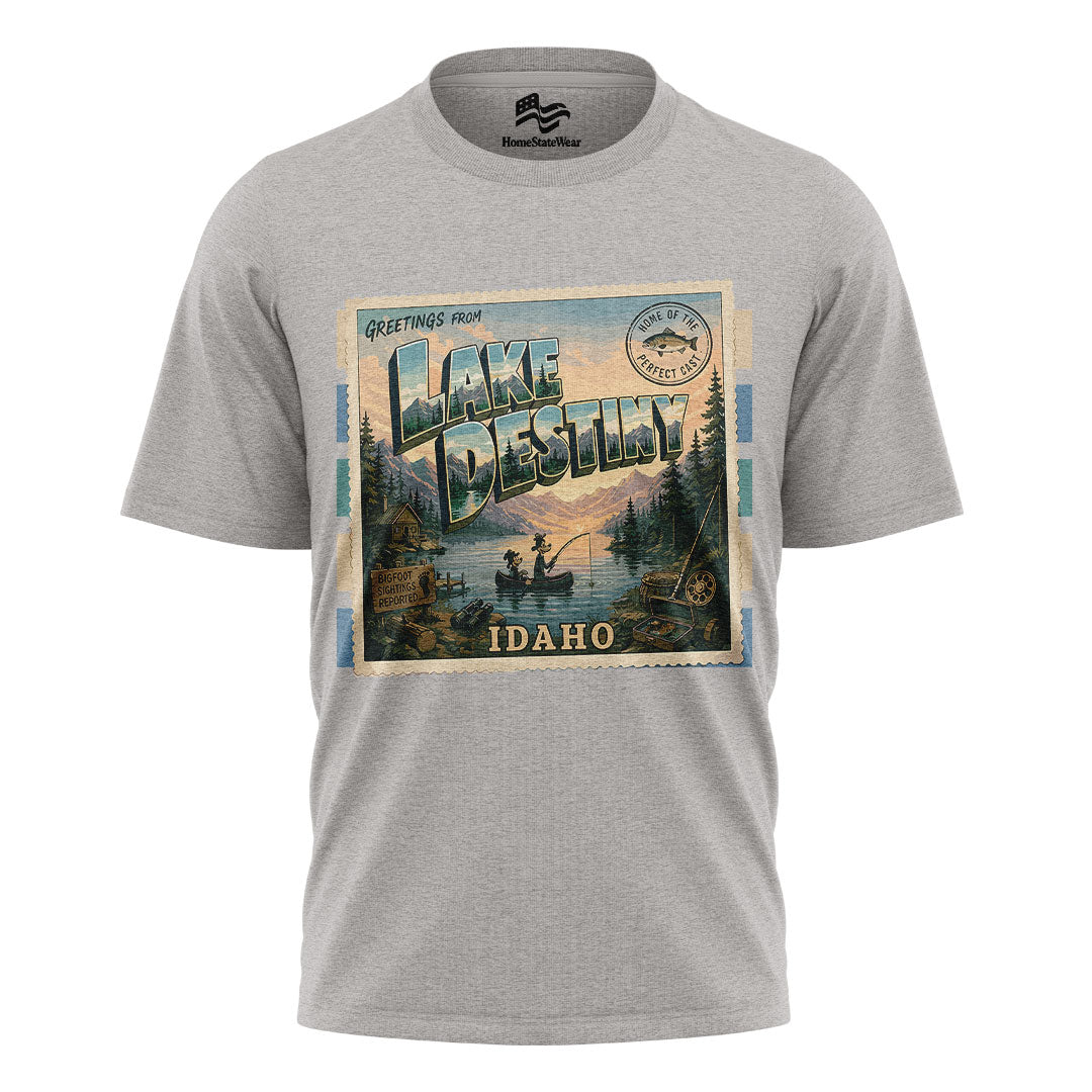 Lake Destiny Idaho Comfort Colors Retro Camping Postcard Shirt