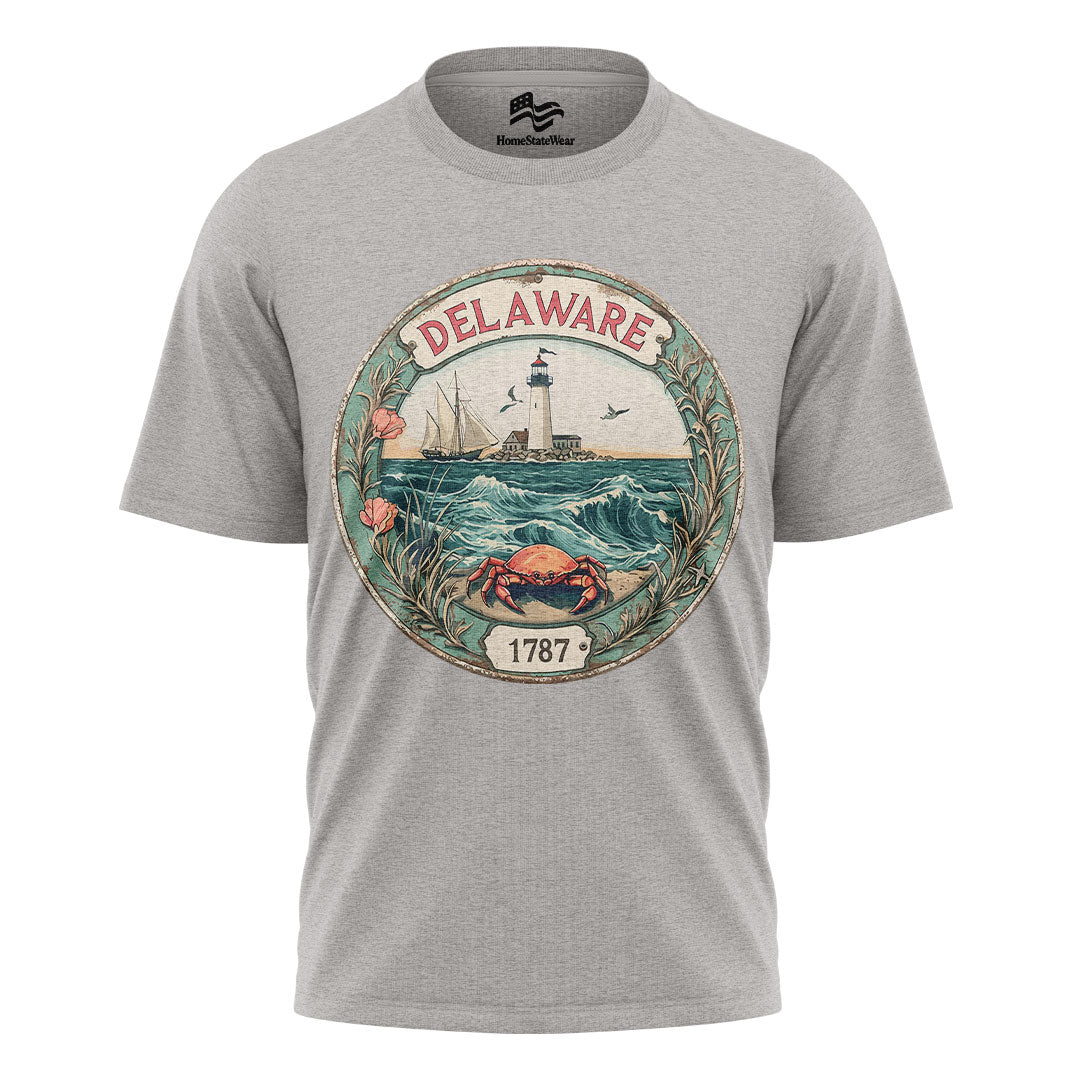 Delaware Lighthouse Sailboat Tee | Coastal Beach Graphic Shirt