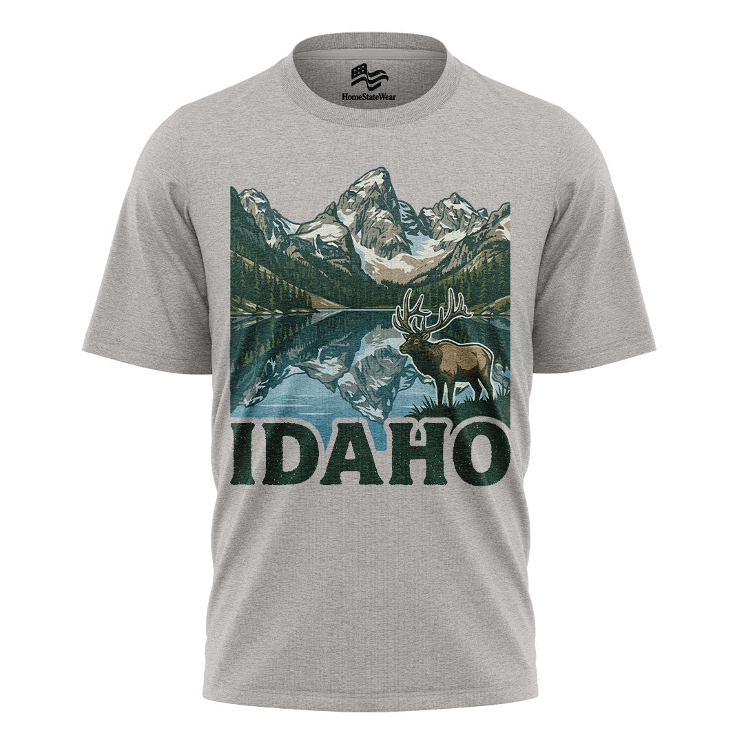 Idaho Elk Sawtooth Mountain Alpine Lake Wildlife Shirt