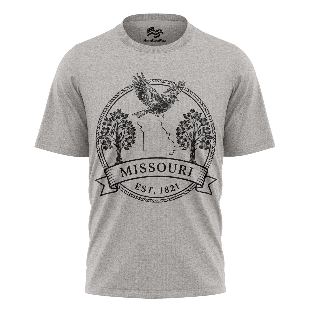 Missouri Statehood T-Shirt, Eastern Bluebird & Dogwood Souvenir Tee