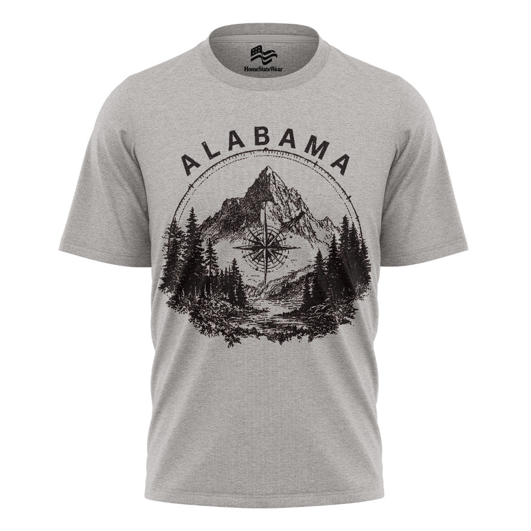 Vintage Alabama Mountain T-Shirt, Compass Graphic Adventure Tee