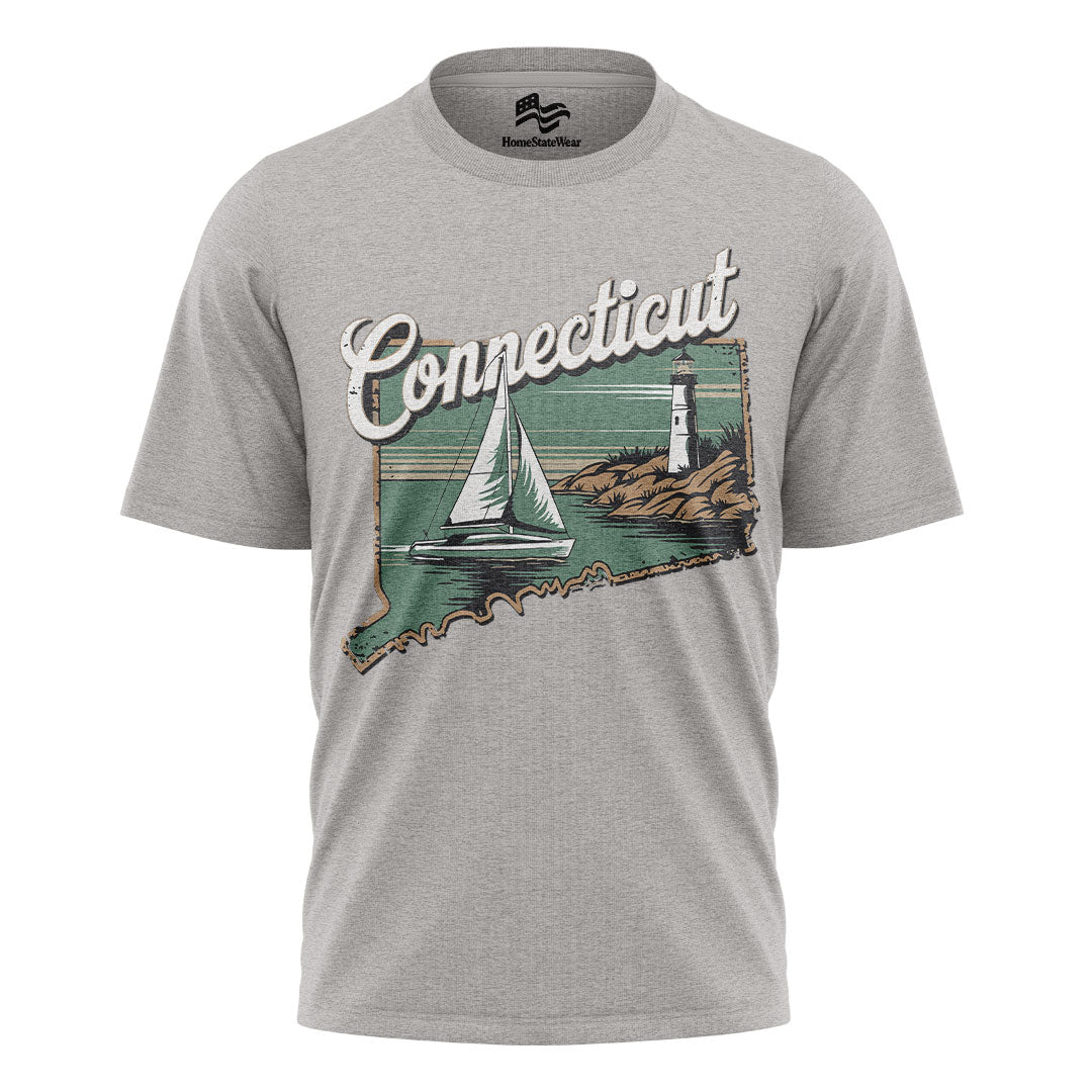 Connecticut Sailboat Comfort Colors Tee | Coastal New England Shirt