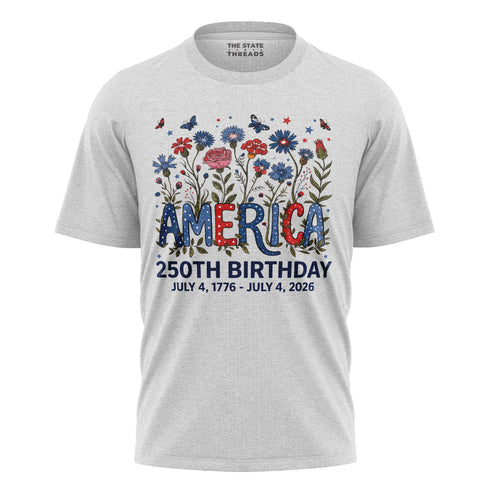 America 250 Floral Birthday Shirt