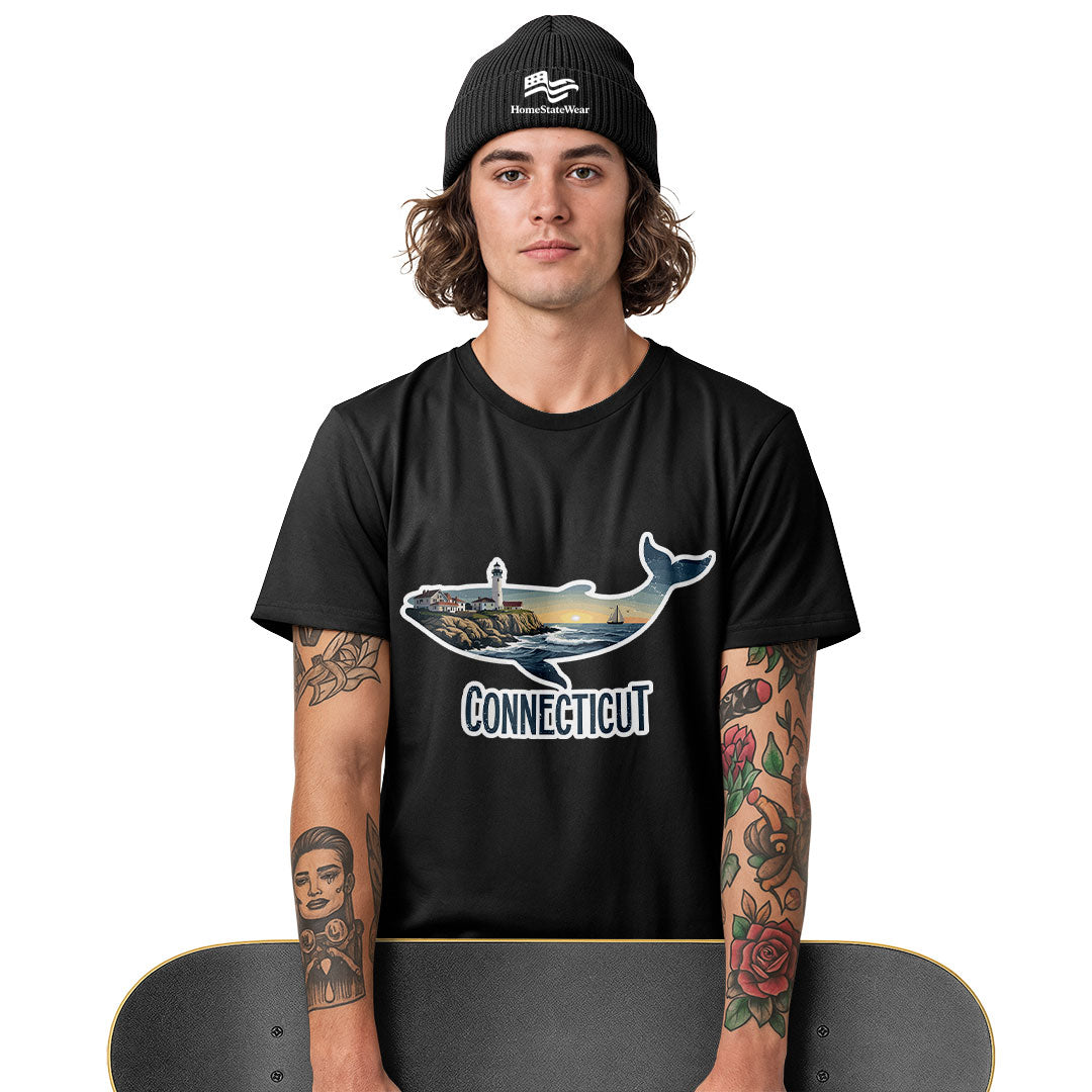 Connecticut Whale Lighthouse Tee | Coastal New England Shirt