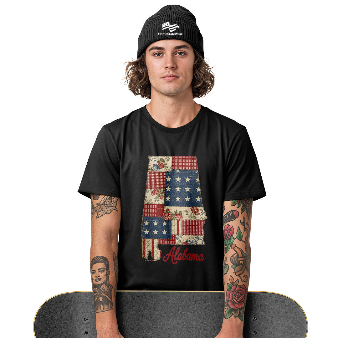 Patriotic Alabama Patchwork T-Shirt