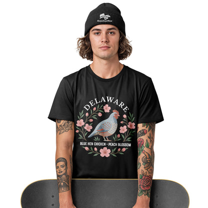 Delaware Blue Hen & Peach Blossom Tee
