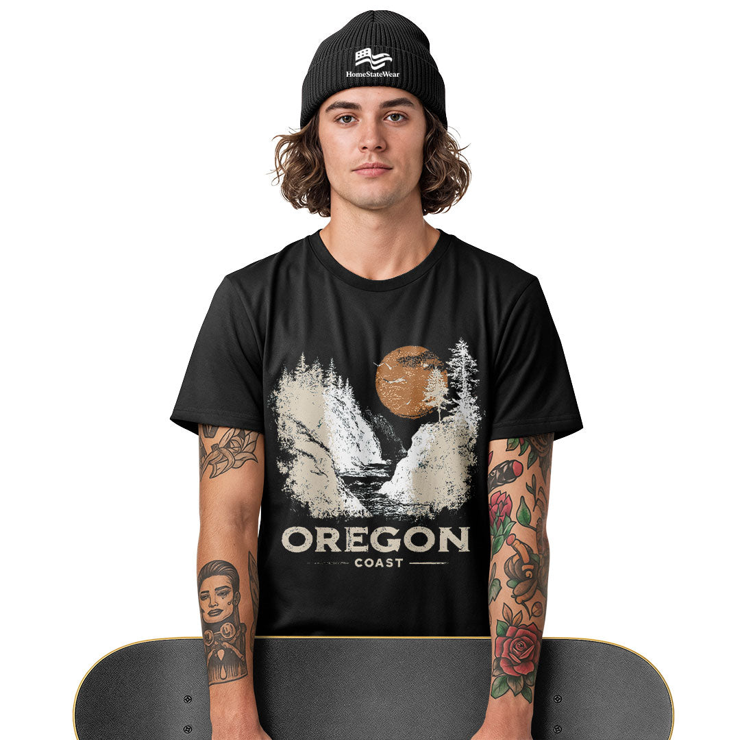 Vintage Oregon Coast T-Shirt, Retro Sunset Pacific Northwest Tee