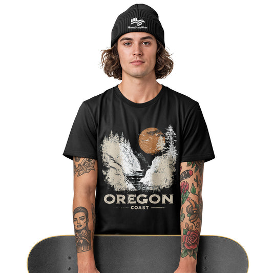 Vintage Oregon Coast T-Shirt, Retro Sunset Pacific Northwest Tee