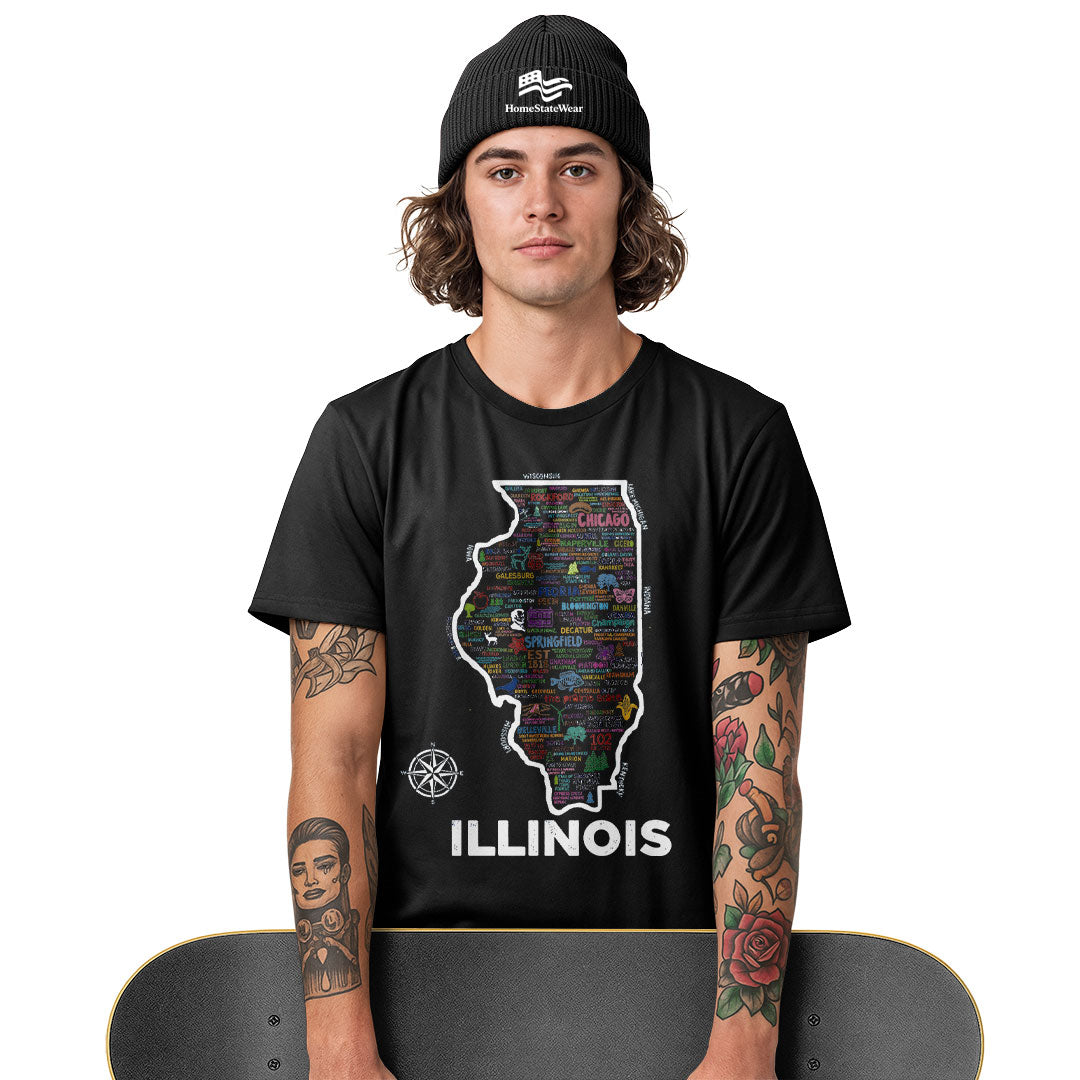 Illinois Map T-Shirt | Vintage Prairie State Tee