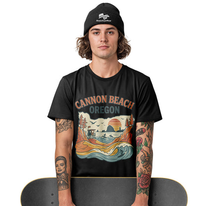 Cannon Beach Oregon T-Shirt, Pacific Northwest Surf & Beach Tee