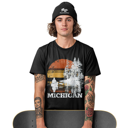 Michigan Sunset Canoe T-Shirt, Vintage Lake Graphic Tee