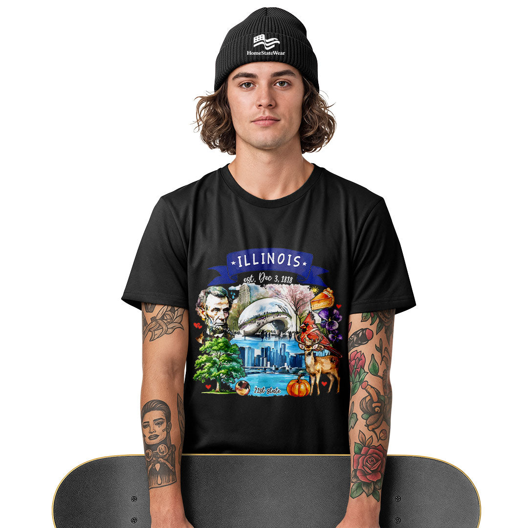 Illinois Landmarks T-Shirt | Artistic State Travel Tee