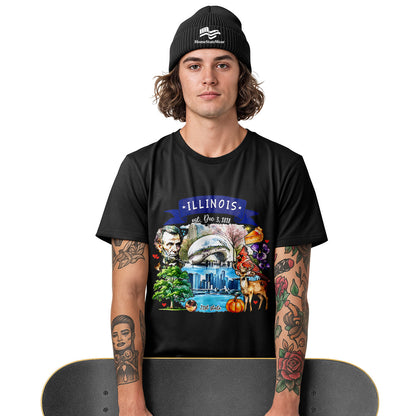 Illinois Landmarks T-Shirt | Artistic State Travel Tee