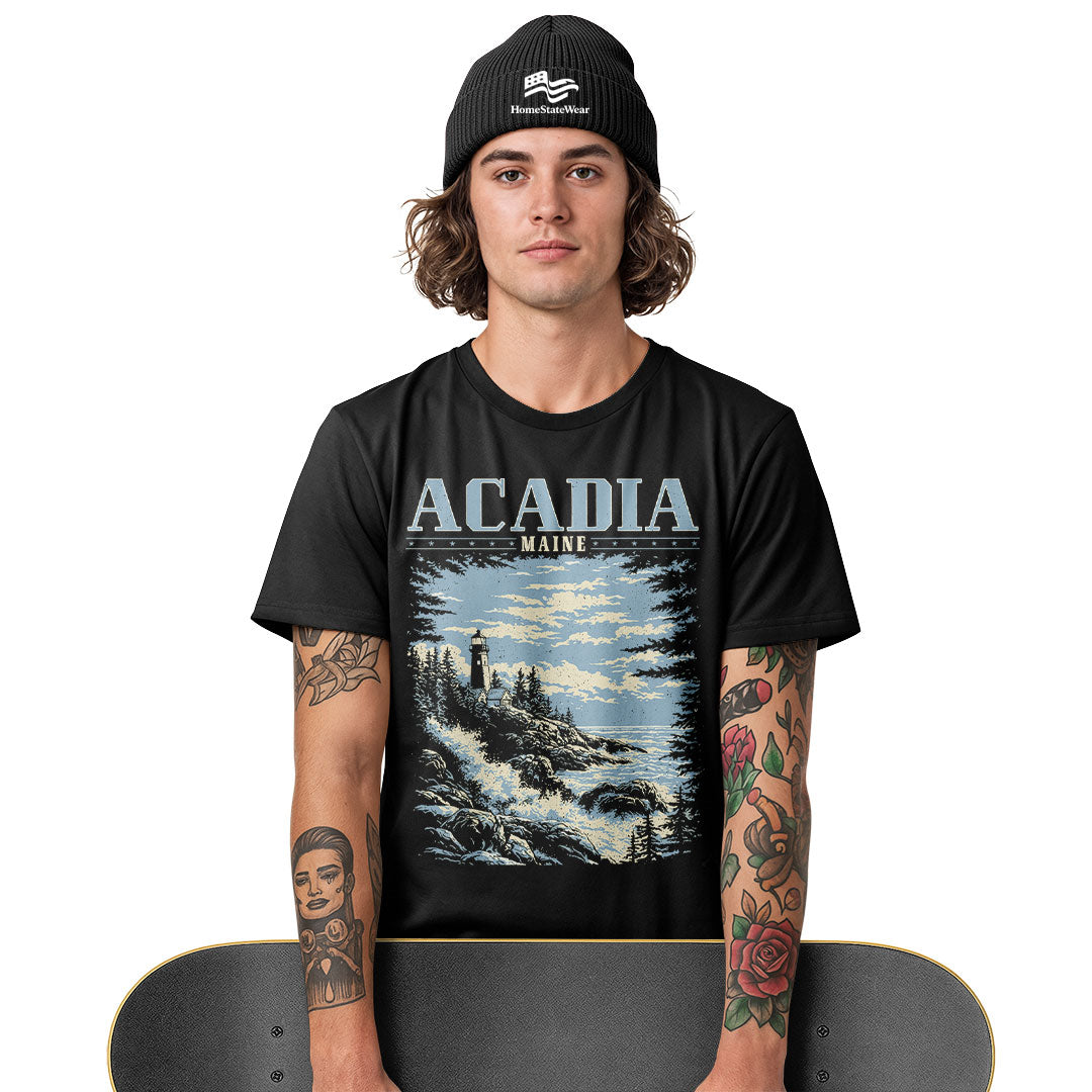 Acadia National Park Comfort Colors Tee | Maine Lighthouse Shirt
