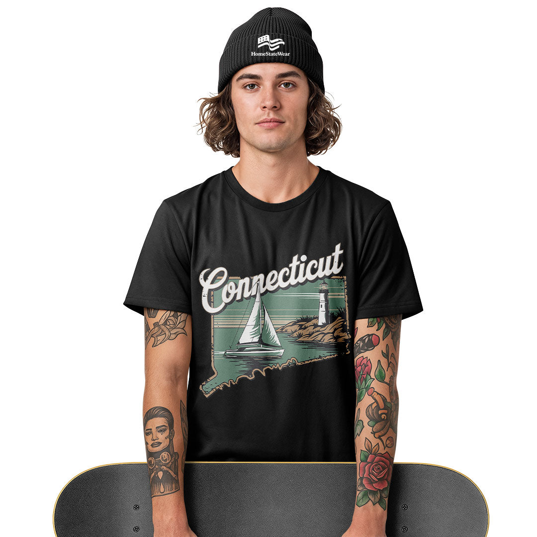 Connecticut Sailboat Comfort Colors Tee | Coastal New England Shirt