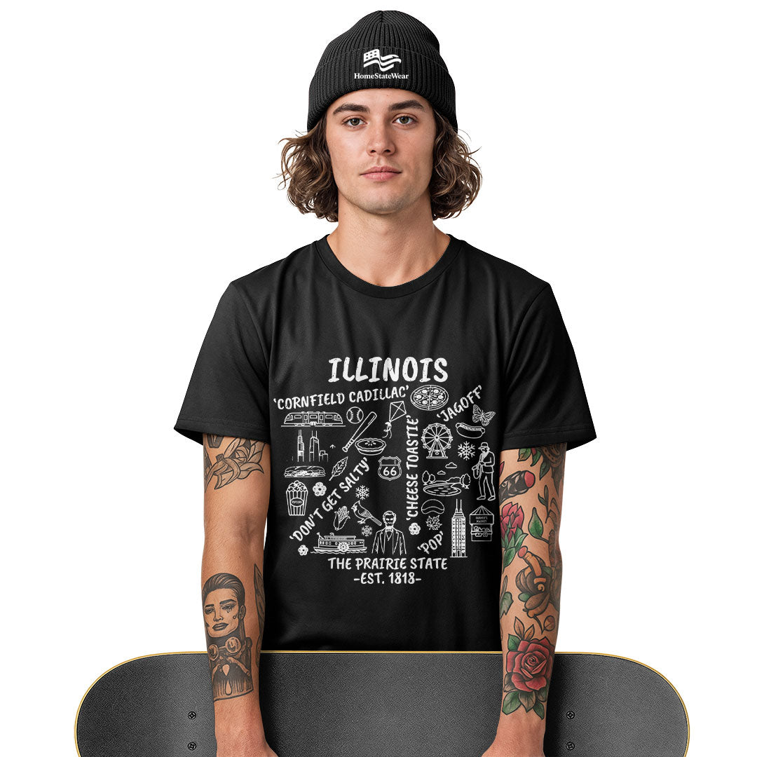 Illinois Icon T-Shirt | Route 66 Midwest Graphic Tee