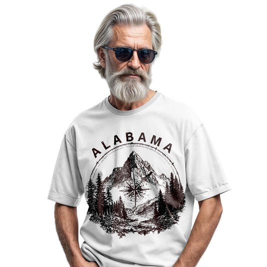 Vintage Alabama Mountain T-Shirt, Compass Graphic Adventure Tee