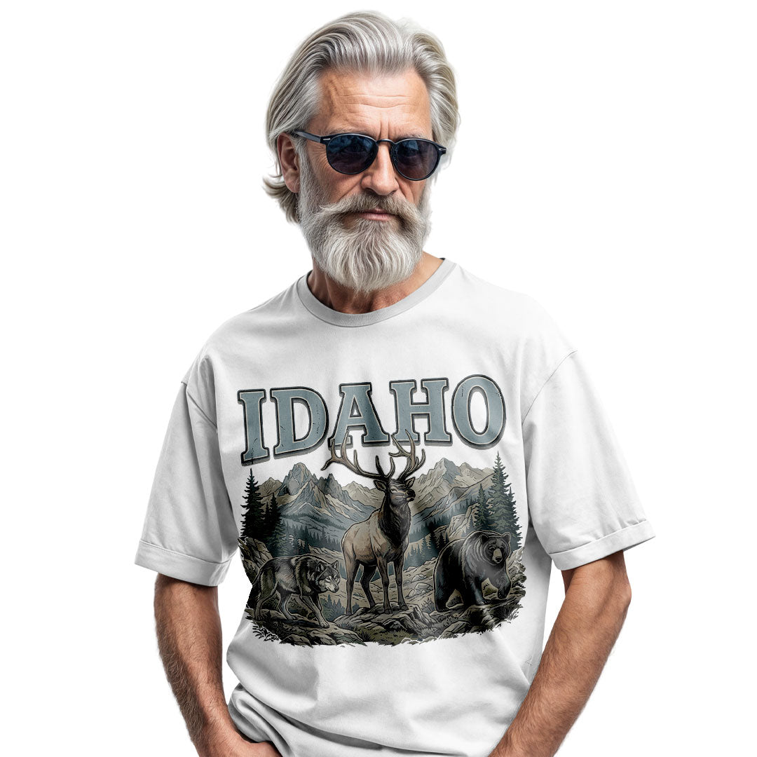 Idaho Wildlife Comfort Colors Elk Bear Wolf Mountain Shirt
