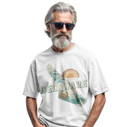 Delaware Crab Sunset Tee | Coastal Beach Souvenir Shirt