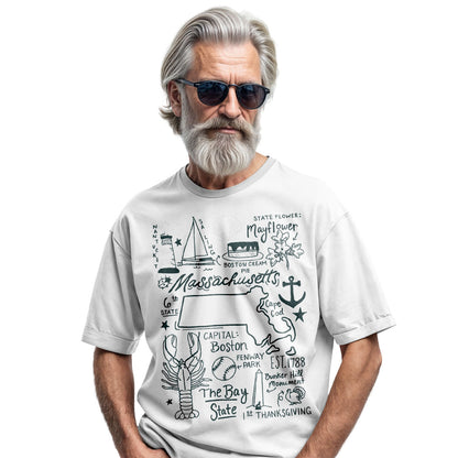 Massachusetts State Map T-Shirt | Bay State Travel Tee