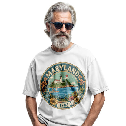 Maryland Lighthouse Crab T-Shirt | Coastal State Gift Tee