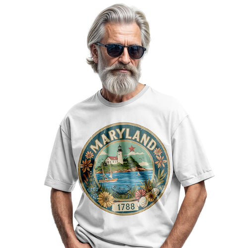 Maryland Lighthouse Crab T-Shirt | Coastal State Gift Tee