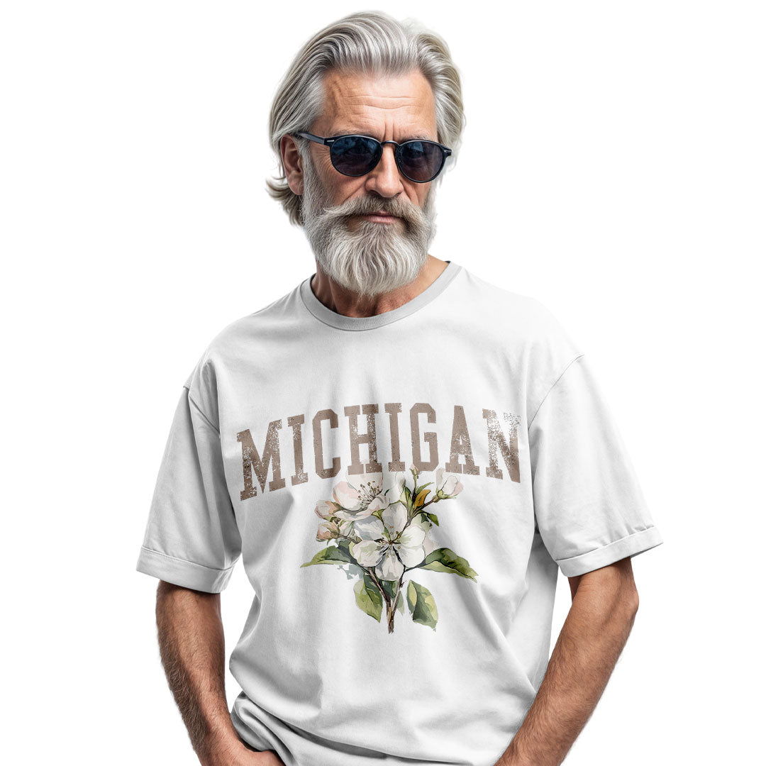 Michigan Apple Blossom Comfort Colors Tee | State Flower Gift Shirt