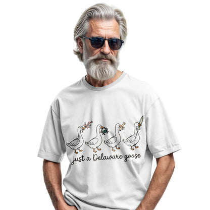 Delaware Goose Comfort Colors Tee | Whimsical Bird Graphic Shirt