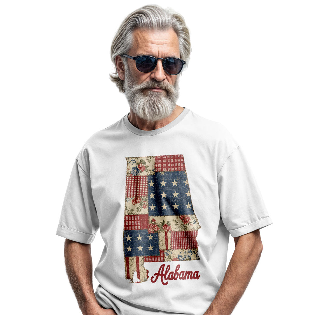 Patriotic Alabama Patchwork T-Shirt
