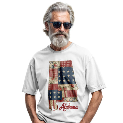 Patriotic Alabama Patchwork T-Shirt