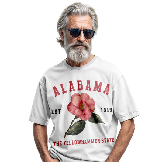 Camellia Flower Graphic Tee, Alabama State Flower