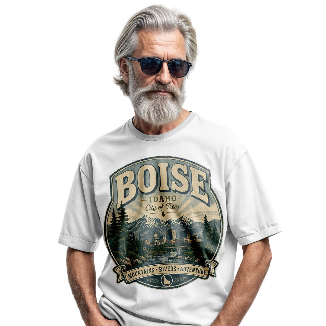 Boise Idaho City of Trees Vintage Mountain River Shirt