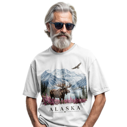 Alaska Moose T-Shirt, Vintage Mountain Wilderness Tee
