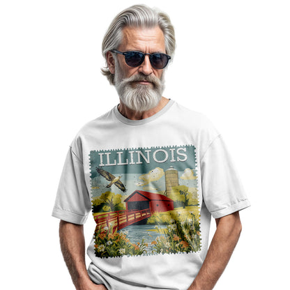 Illinois Covered Bridge Tee | Vintage Travel Souvenir Shirt
