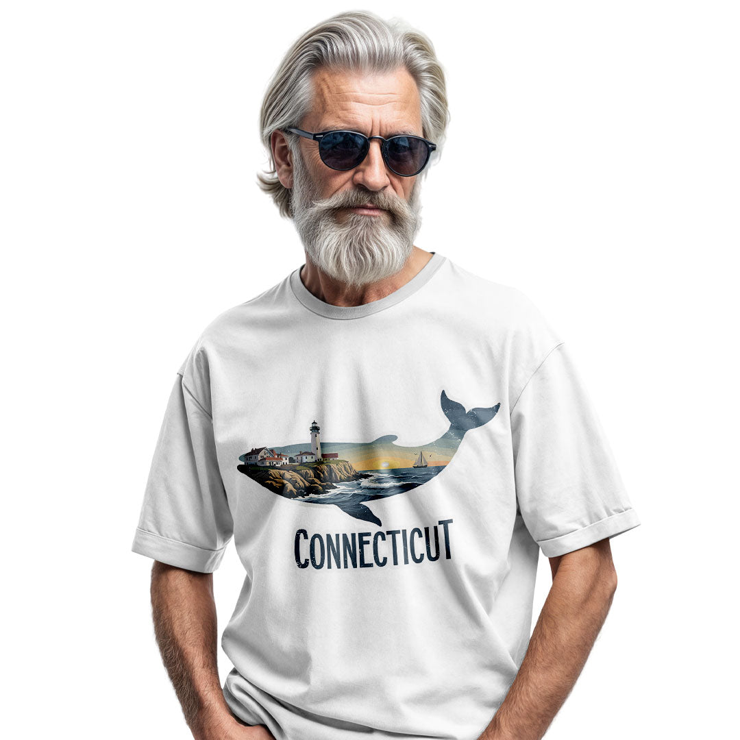 Connecticut Whale Lighthouse Tee | Coastal New England Shirt