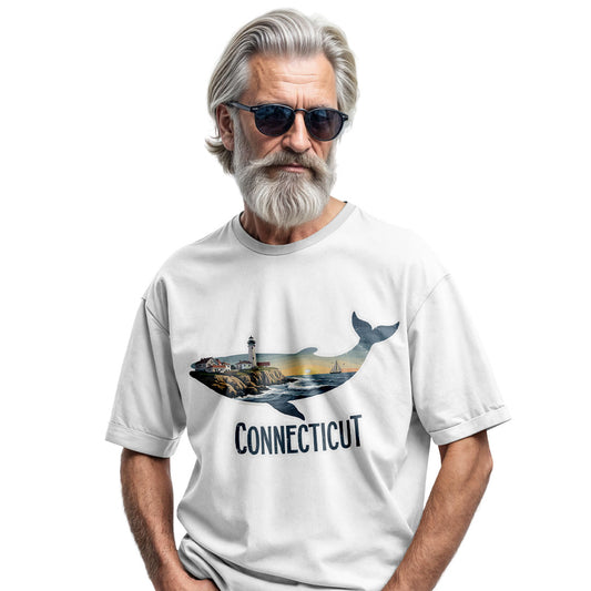 Connecticut Whale Lighthouse Tee | Coastal New England Shirt