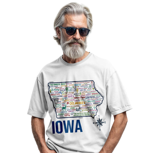 Iowa Map T-Shirt | Vintage Hawkeye State Tee