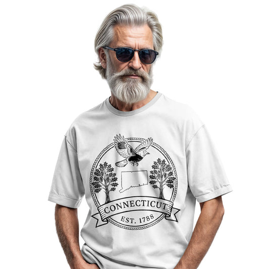 Connecticut Est 1788 T-Shirt | American Robin & White Oak Tee