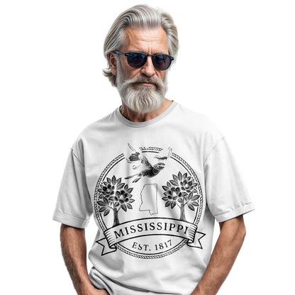 Mississippi Est. 1817 T-Shirt, Northern Mockingbird & Southern Magnolia State Pride Tee