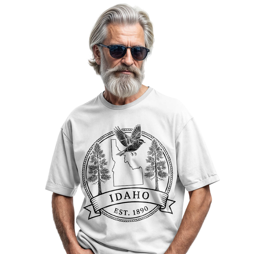 Idaho Est 1890 T-Shirt Mountain Bluebird & White Pine